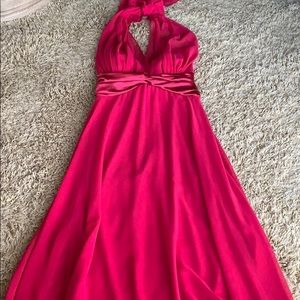 NWT: Fushia Chiffon Halter Dress